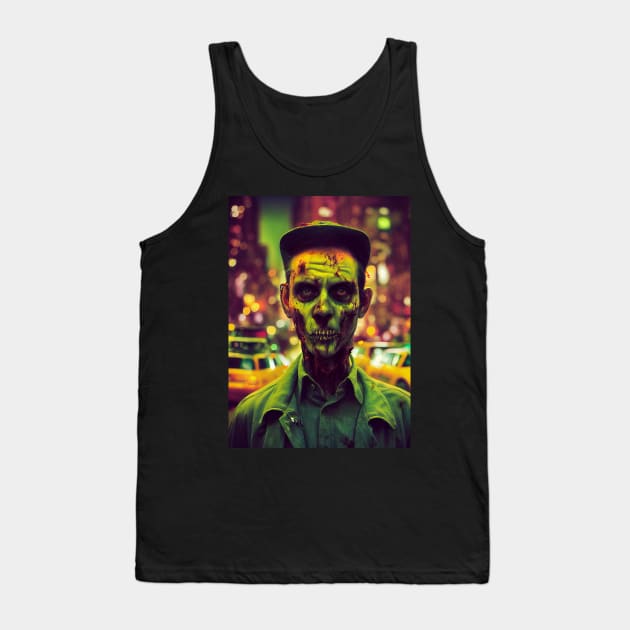 Zombie Taxi Driver Portrait Tank Top by Nysa Design